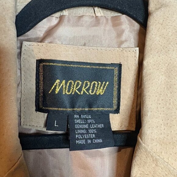 Vintage mixed media beige leather zip up jacket - Picture 3 of 4